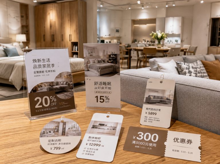 寻乌县家具门店单页海报与吊牌